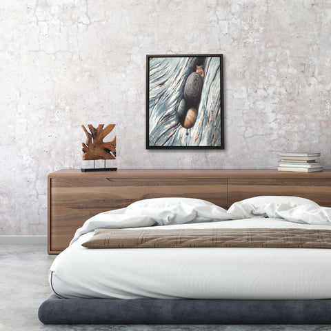 Curiosity, watercolour by Karen Richardson, in a bedroom setting
