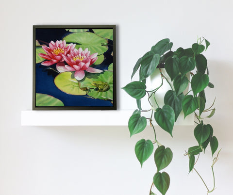 Pond Ponderings, watercolour by Karen Richarsdon, shown in situ