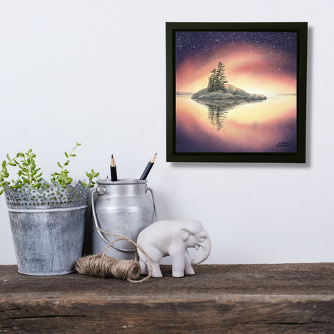 Still Standing, watercolour by Karen Richardson, shown in situ