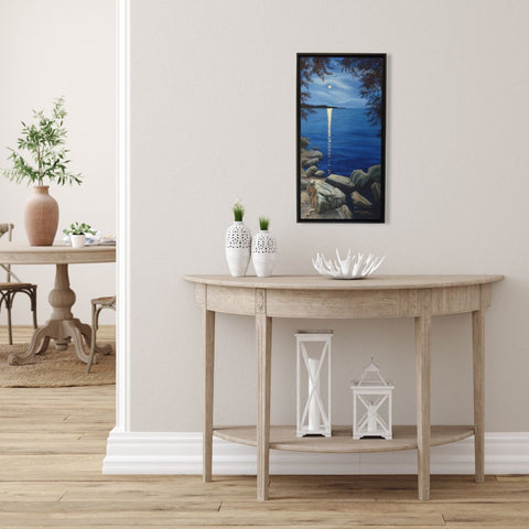 Superior Sapphire, watercolour by Karen Richardson, shown in a home foyer setting