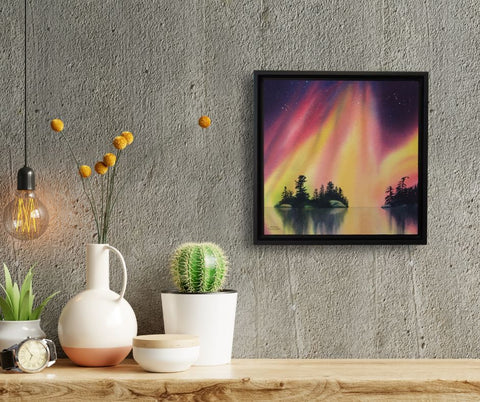 Springtime Aurora, watercolour by Karen Richardson, in a home setting