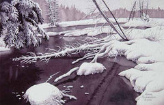 Fresh-Fallen Snow, 7 x 10", watercolour framed with glass