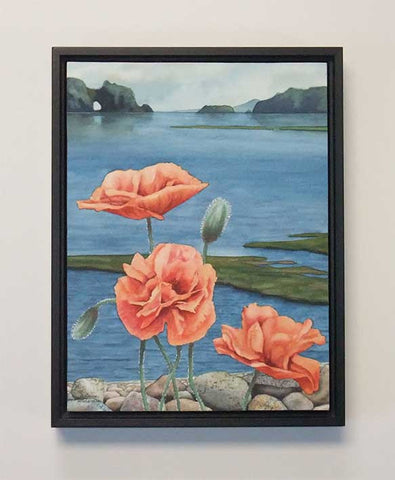 Poppies by the Sea, 12 x 9", watercolour on panel by Karen Richardson