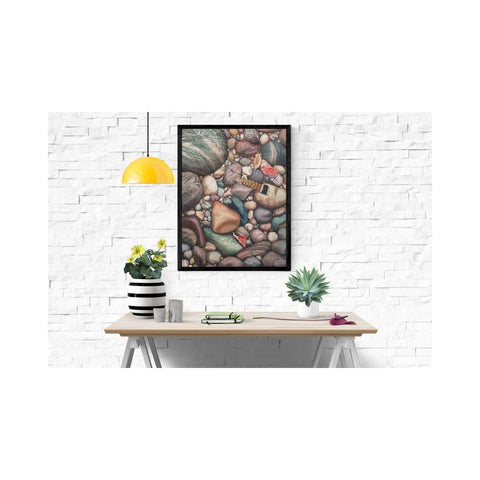 Beach Treasures, watercolour by Karen Richardson, in situ