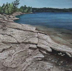Rocky Shore, 9 x 9" watercolour with mat (SOLD)