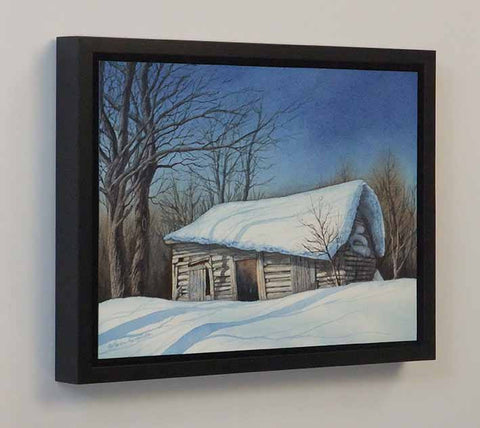 Cabin in the Snow, watercolour on panel, 9 x 12" (SOLD)