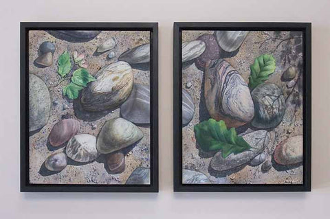 Leaves on the Beach I, 14 x 11", watercolour on panel (SOLD)