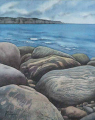 Newfoundland Beach Rocks, watercolour on panel, 10 x 8" (SOLD)