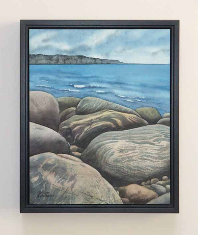 Newfoundland Beach Rocks, watercolour on panel, 10 x 8" (SOLD)