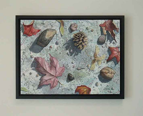 Pinecone Journey (framed), watercolour by Karen Richardson