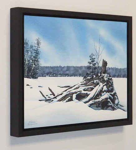 Winter on Lake Kashwakamak, watercolour on panel, 11 x 14" (SOLD)