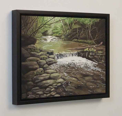 Woodland Waterfall, watercolour on panel, 11 x 14" (SOLD)