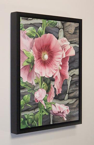 Hollyhock and Stone, watercolour by Karen Richardson