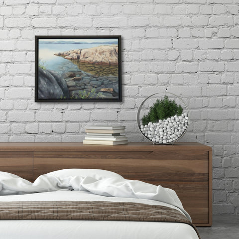 Crystal Clear, watercolour by Karen Richardson, shown in a bedroom