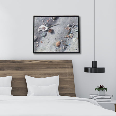 Seaside Treasures, watercolour by Karen Richardson, shown in a bedroom