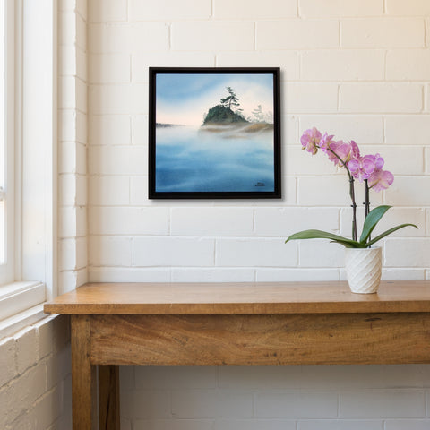 Drifter's Dream, watercolour by Karen Richardson, shown above a table