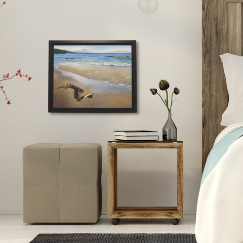 Lapping Waters, watercolour by Karen Richardson, shown in a bedroom