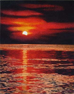 Lady in Red, watercolour by Karen Richardson