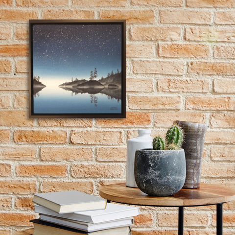 Beyond the Blue, watercolour by Karen Richardson, shown on a brick wall