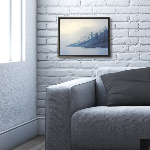 Blue Becomes You, watercolour by Karen Richardson, shown in a living room