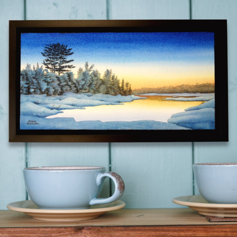 Let the Dream Begin, watercolour by Karen Richardson, shown in a kitchen