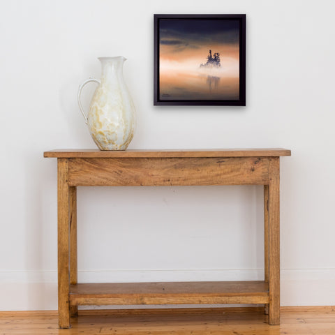 Shadows of Dawn, watercolour by Karen Richardson, shown in a foyer