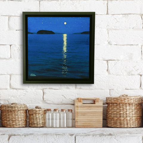 Moonbeam Melody, watercolour by Karen Richardson, shown in situ