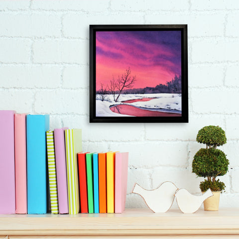 Sky Fire, watercolour by Karen Richardson, shown in a den