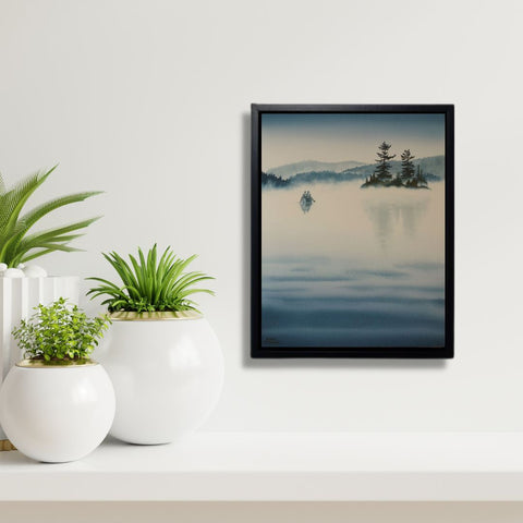 Listen to the Silence, watercolour by Karen Richardson, in an office setting