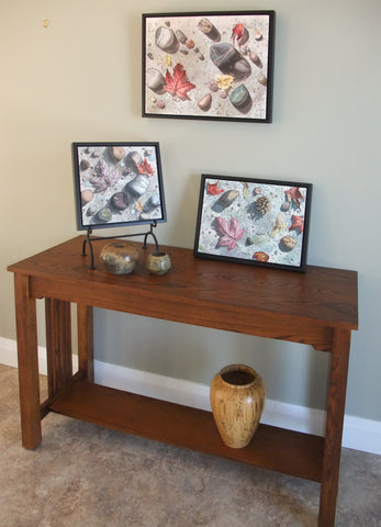 Beach paintings by Karen Richardson, in situ