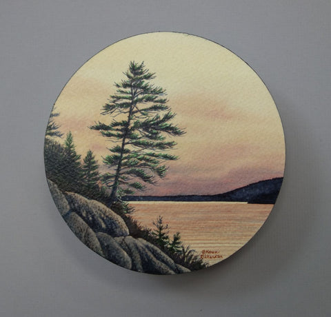 Quiet Majesty, watercolour on panel, 6" diameter NEW