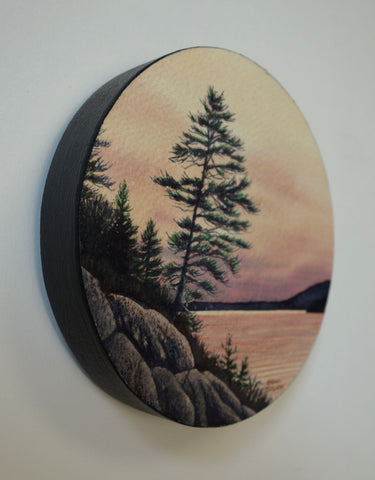 Quiet Majesty, watercolour on panel, 6" diameter NEW