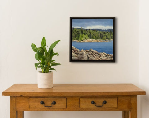 Superior Solitude, painting by Karen Richardson, pictured in a foyer setting