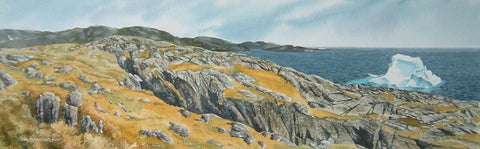 Where Ice Meets Rock, watercolour 9 x 29" (SOLD)