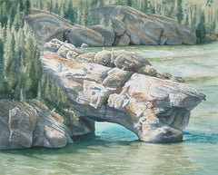 Carved by the Yukon, 17 x 22", watercolour framed with glass. (SOLD)