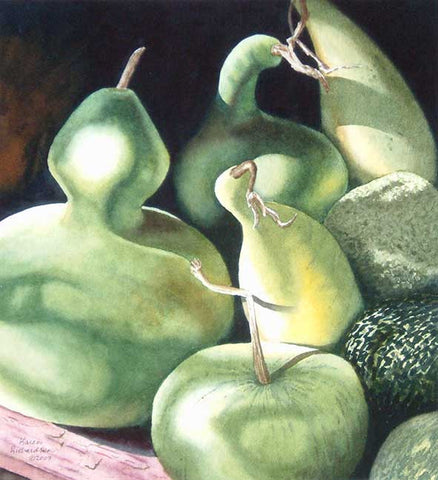 Gourdness Gracious, 9 x 8", watercolour framed with glass (SOLD)