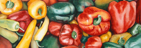 Pepper Power, 5 x 15", watercolour framed with glass (SOLD)