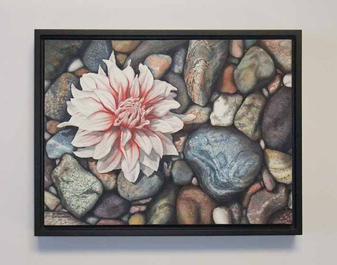 A Dahlia Down, watercolour painting by Karen Richardson (with frame)