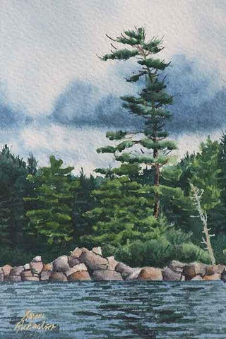 Northern Shore, 6 x 4", watercolour framed with glass (SOLD)