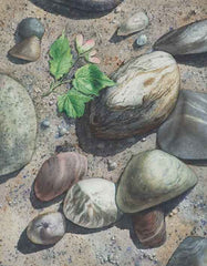 Leaves on the Beach I, 14 x 11", watercolour on panel (SOLD)