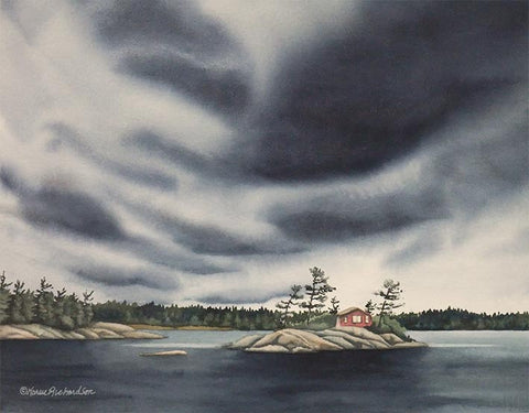 Island in the Storm, watercolour on panel, 11 x 14" (SOLD)
