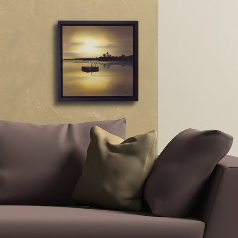 The Golden Hour, watercolour by Karen Richardson, shown in a living room