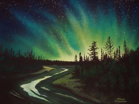 Aurora Fantasy, watercolour by Karen Richardson