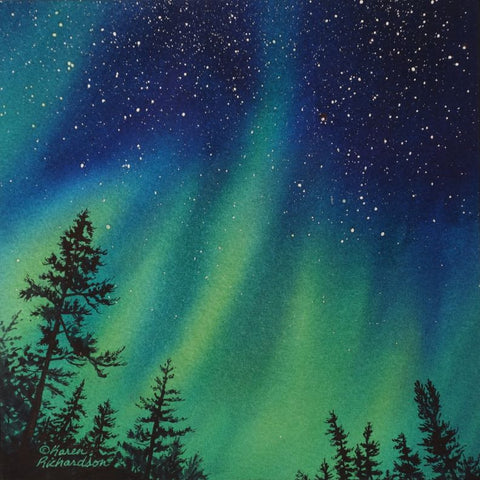 Northern Glow, watercolour by Karen Richardson