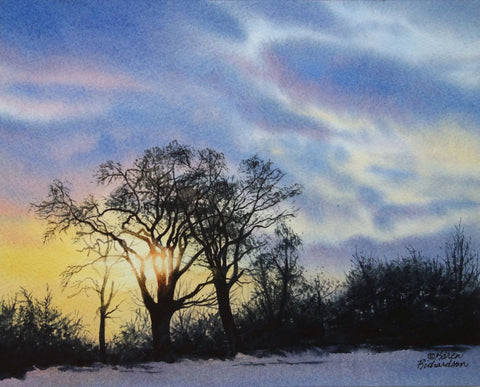 Solstice Sunset, watercolour by Karen Richardson