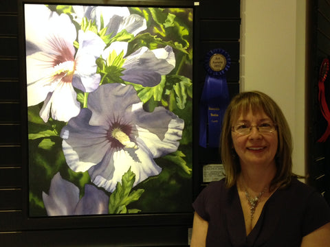 Blue Rose of Sharon, 28 x 22", watercolour on panel (SOLD)