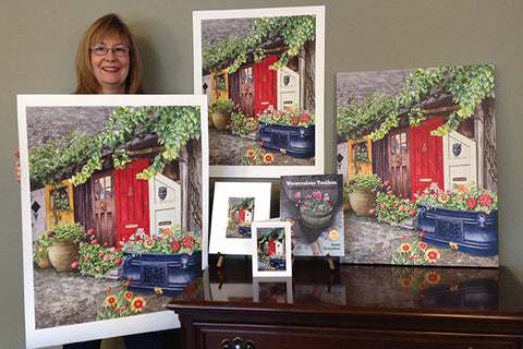 Karen Richardson with her Elora Doors giclee prints